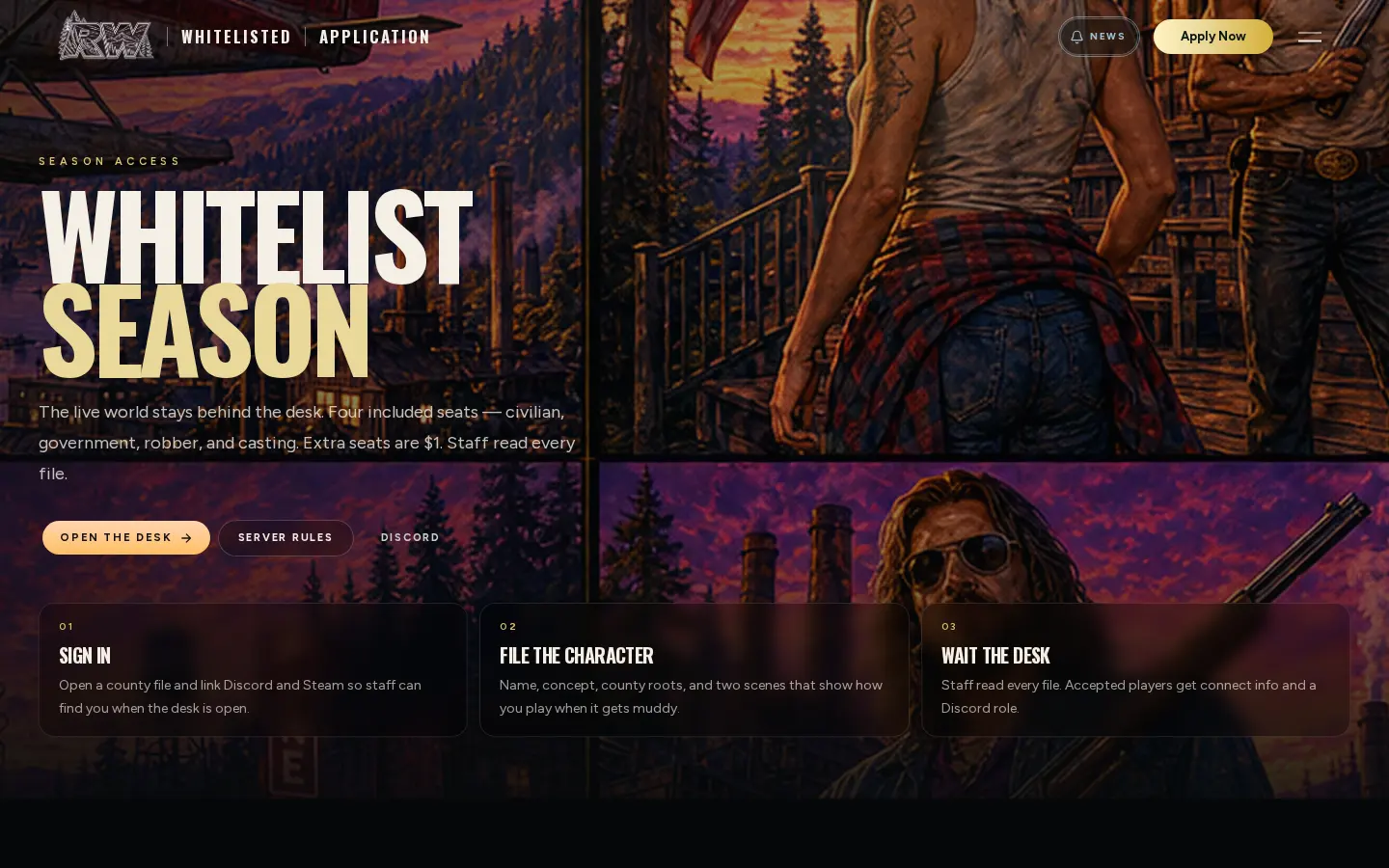 Whitelist page of redwoodcountyrp.com