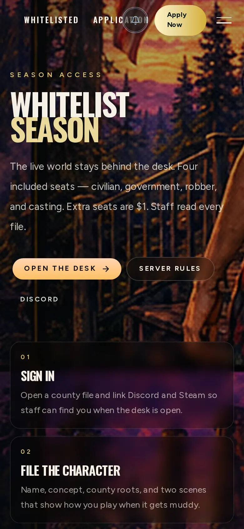 Whitelist page on a smartphone