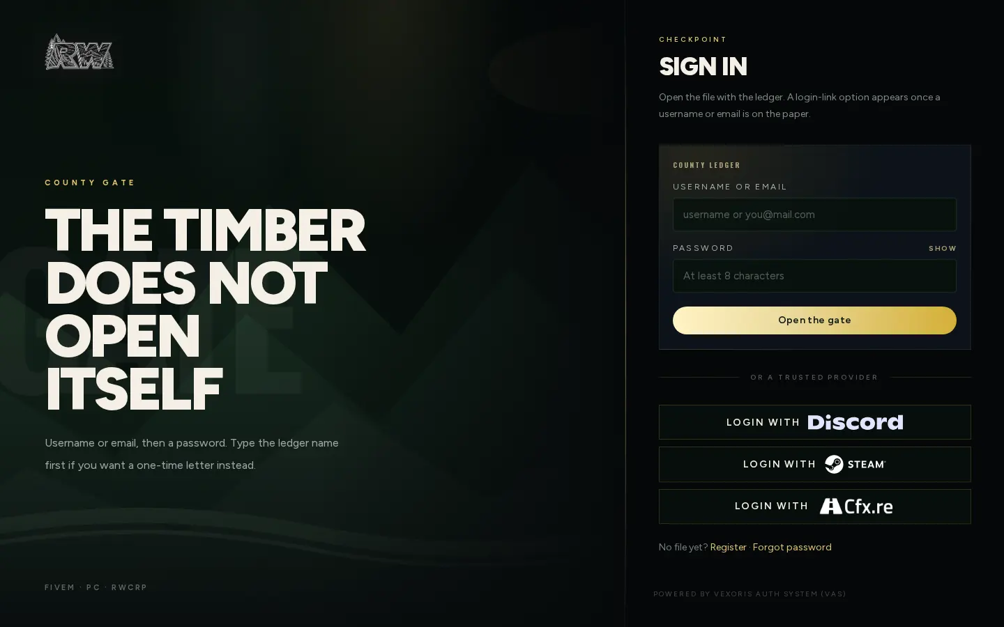 Public sign-in page of redwoodcountyrp.com