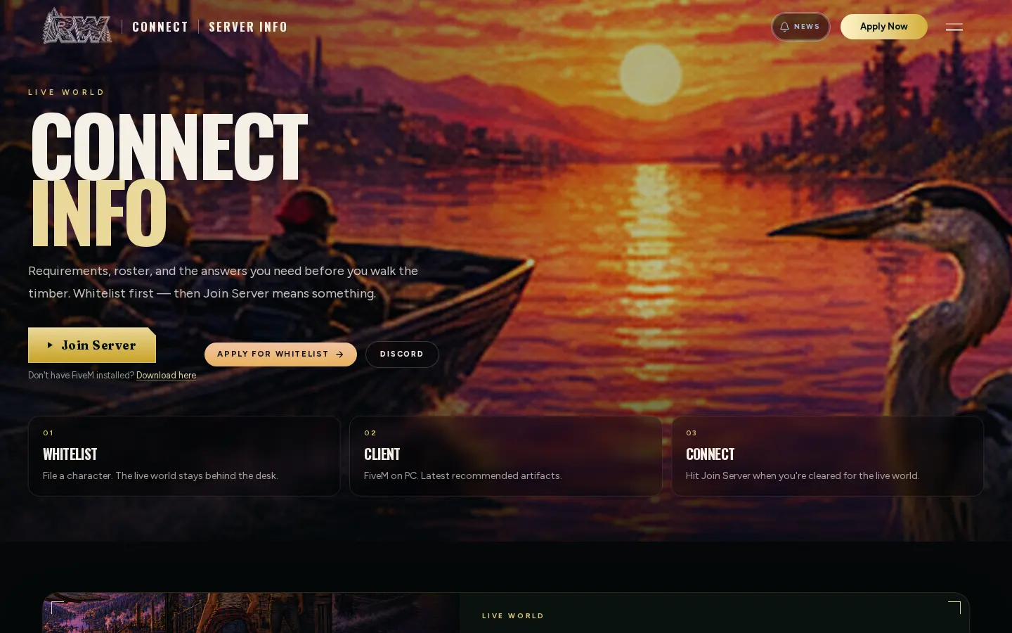 redwoodcountyrp.com server page with connect information