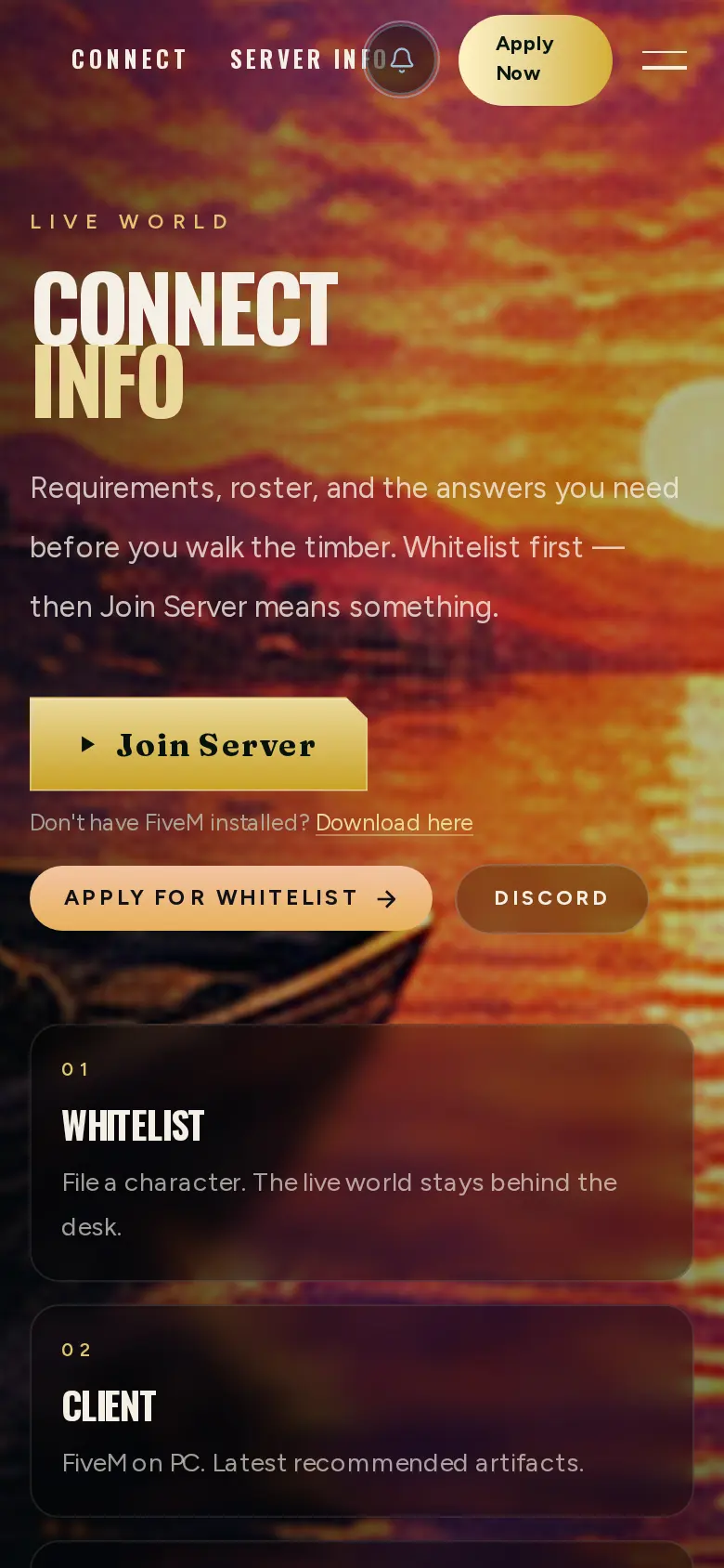 Server page on a smartphone